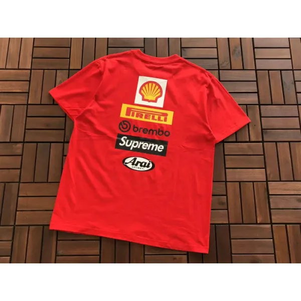 Supreme x Shell x Pirelli x Brembo x Arai Racing Logo Red T-Shirt - 1