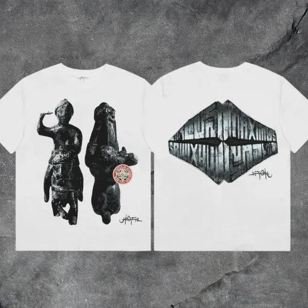 Design Hofie Sculpture Print White T-Shirt T-Shirts - 1
