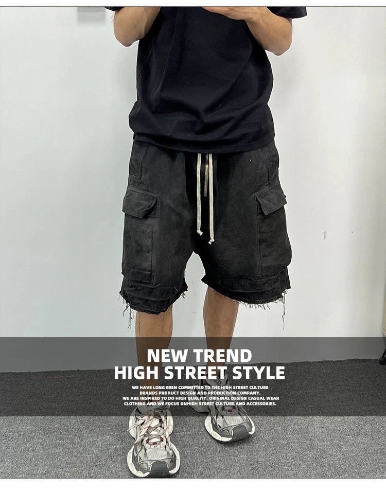 Patchwork Cargo Denim Shorts photo 5