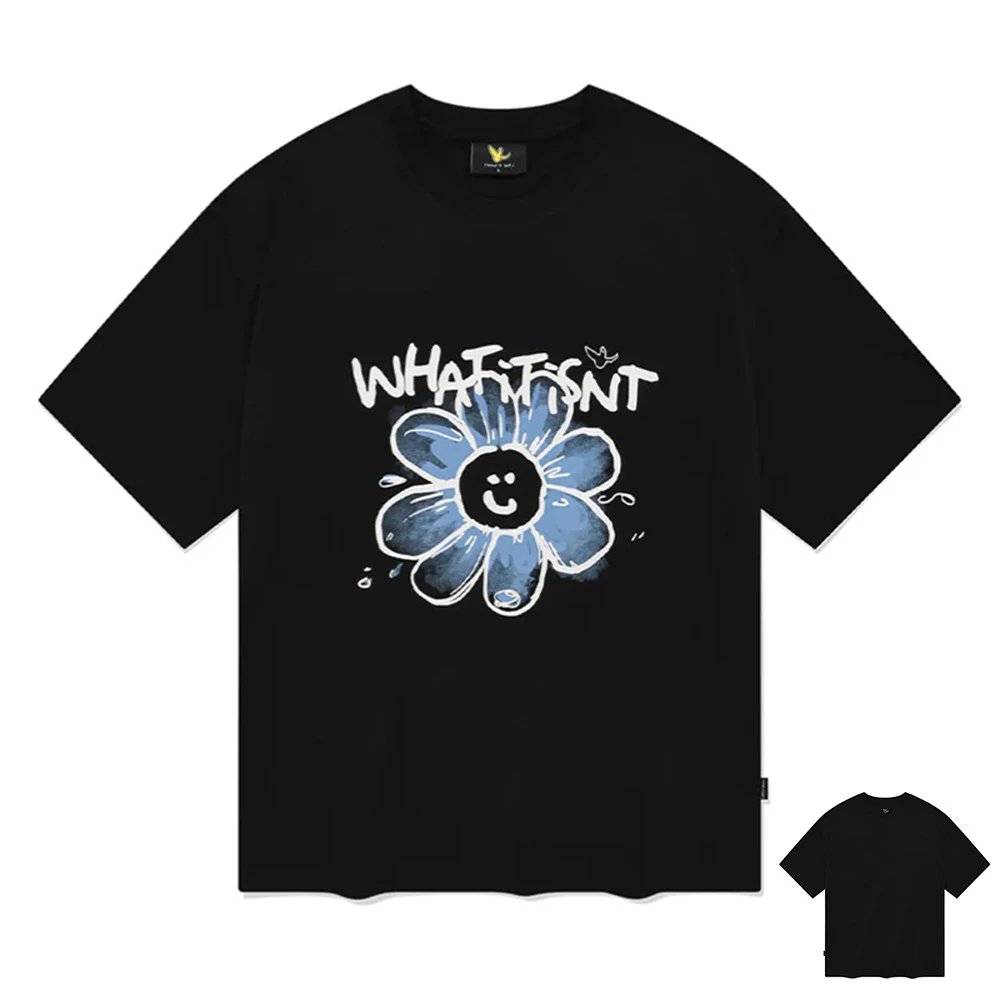 Embroidered Printed Round Neck Couple Short Sleeve T-Shirt photo 8