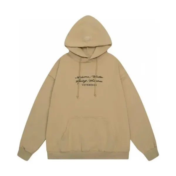 Vetements Autumn/Winter Script Hoodie Beige - 1
