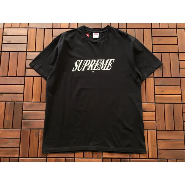 Supreme Distressed Logo Black T-Shirt - 1