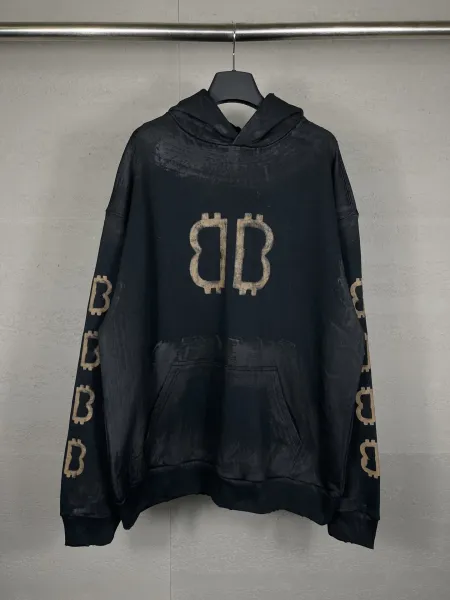 Aleenciag Distressed Logo Hoodie Black/White/Gray/Purple/Navy - 30