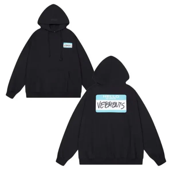 Vetements Hello Vetements Black Hoodie - 1