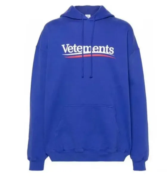 Vetements Logo Print Royal Blue Hoodie - 1