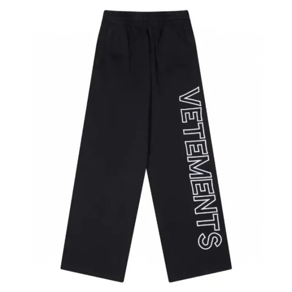 Vetements Logo-Print Wide-Leg Sweatpants Black - 1