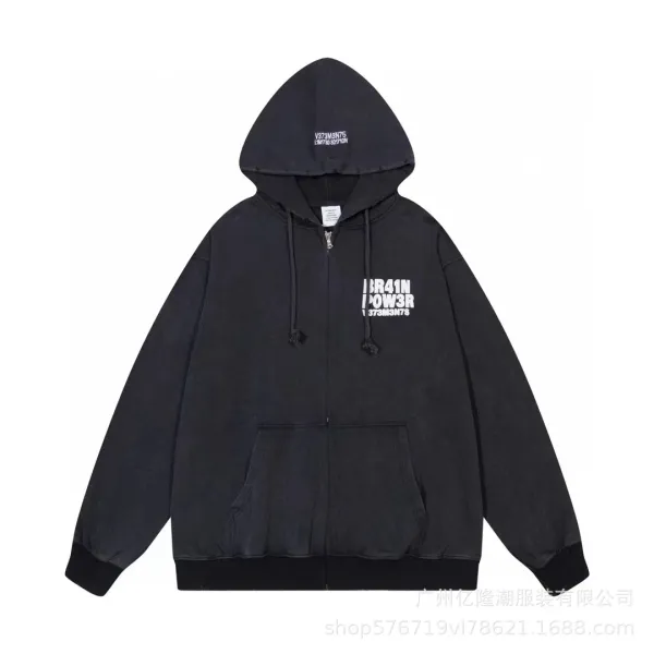 Off-White x Virgil Abloh BR41N POW3R Black Zip-Up Hoodie - 1