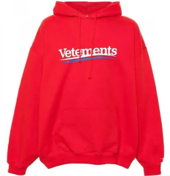 Vetements Logo Print Red Hoodie - 1