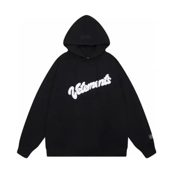 Vetements Logo Print Black Hoodie - 1