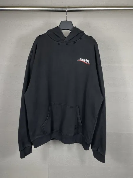Aleenciag Distressed Logo Hoodie Black/White/Gray/Purple/Navy - 79