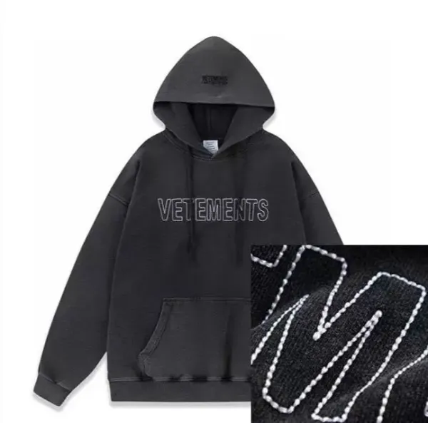 Vetements Outline Logo Black Hoodie - 1