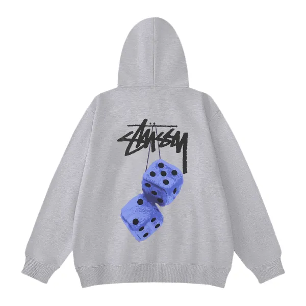 Stussy Dice Print Hoodie Gray - 1
