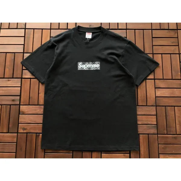 Supreme Paisley Box Logo Black T-Shirt - 1