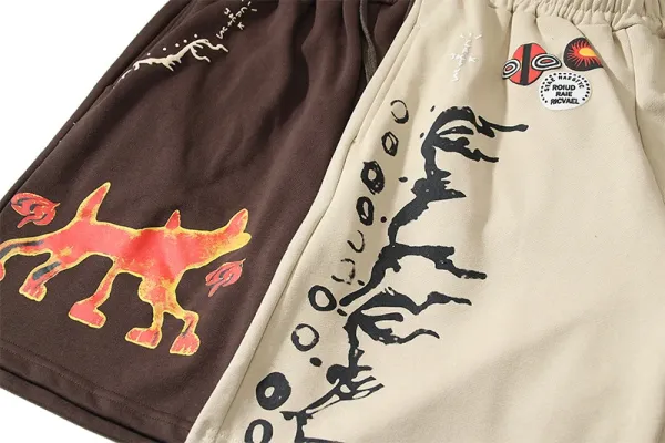 Travis Scott x Nike Shorts Brown Graphic Print Sweatshorts - 17