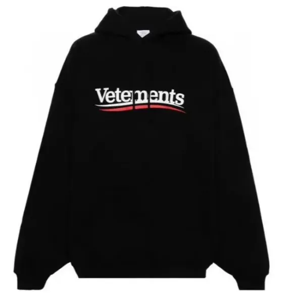 Vetements Logo Graphic Hoodie Black - 1
