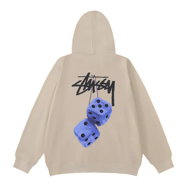Stussy Dice Print Hoodie Beige - 1