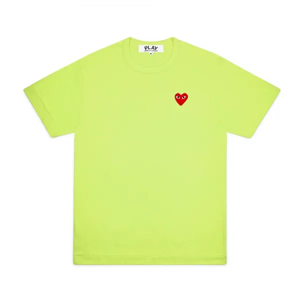 Comme des Garçons Play Red Heart Neon Yellow T-Shirt - 1