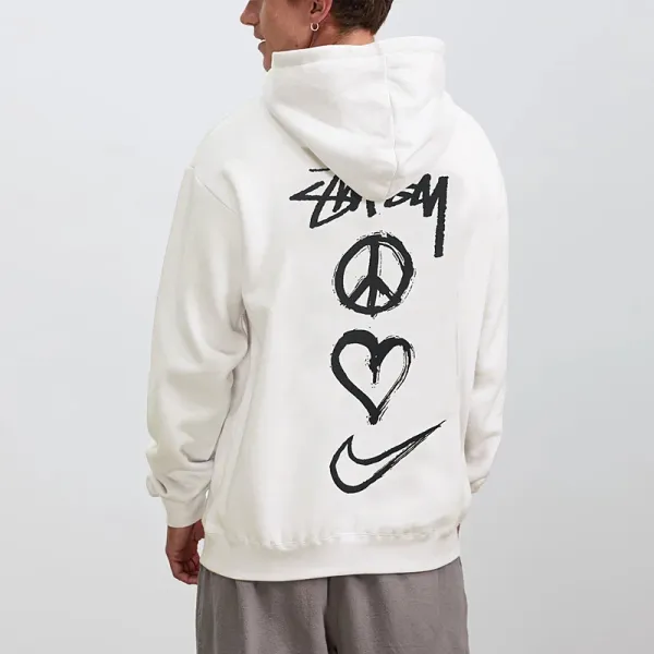 Stussy x Nike Peace Love Swoosh Hoodie White - 1