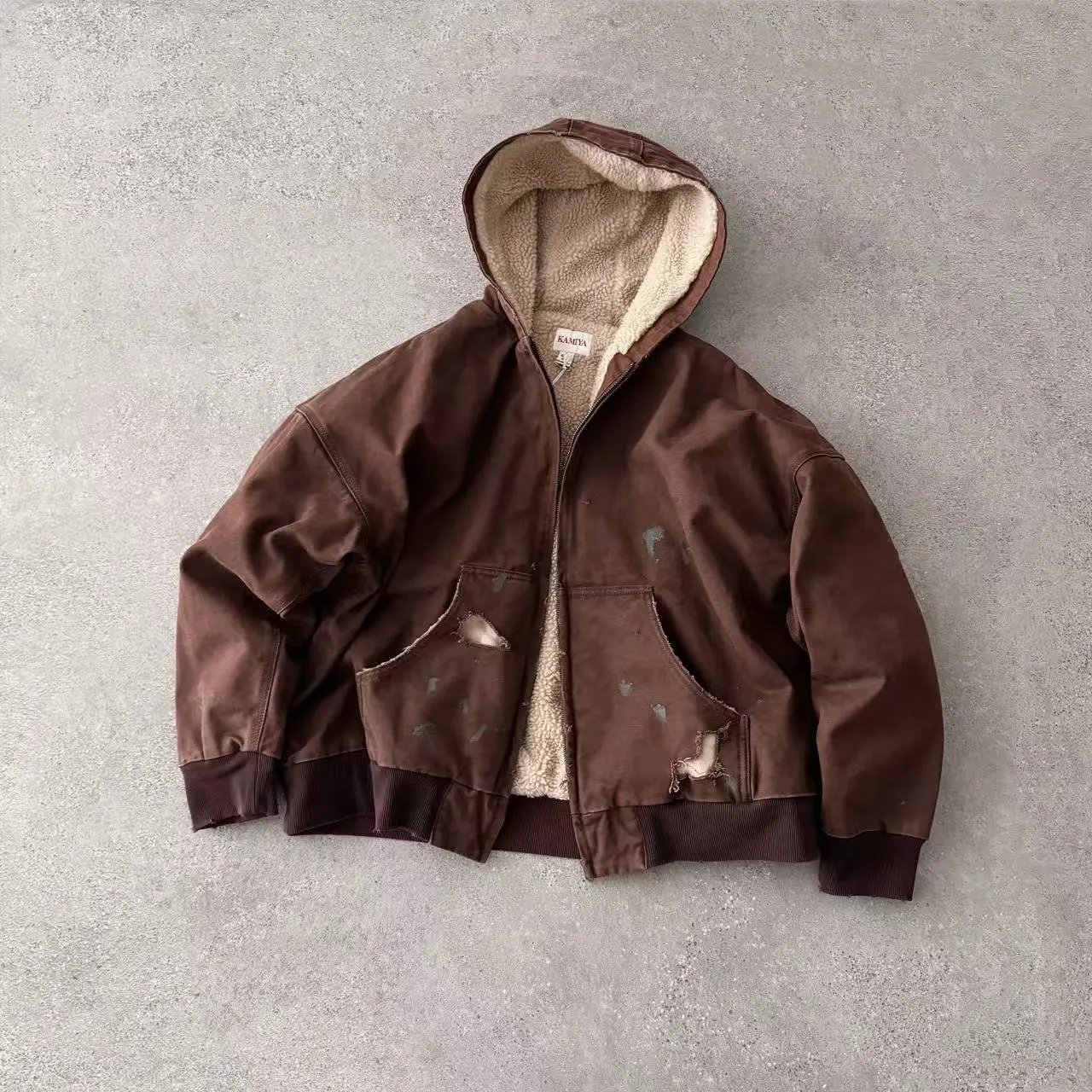 Washed Canvas Hooded Cotton Jacket photo 6