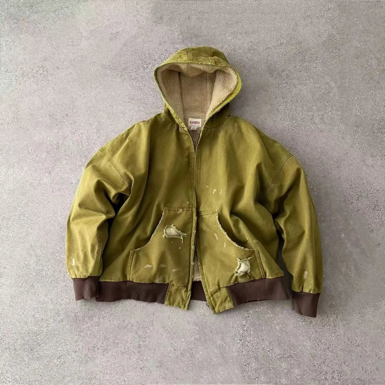 Washed Canvas Hooded Cotton Jacket photo 7