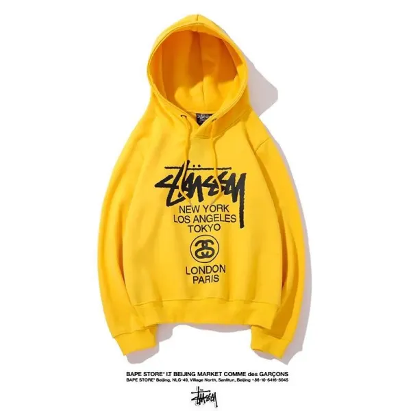 Stussy x Comme des Garçons World Tour Hoodie Yellow - 1