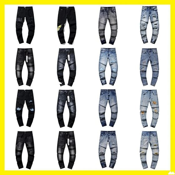 American high street ripped patch trend retro straight tube am1ri denim pants brand