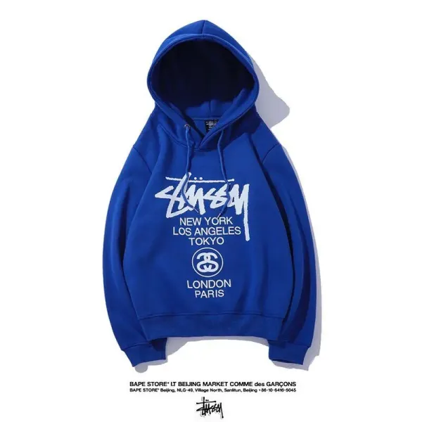 Stussy x Comme des Garçons BAPE STORE IT Beijing Market Hoodie Royal Blue - 1