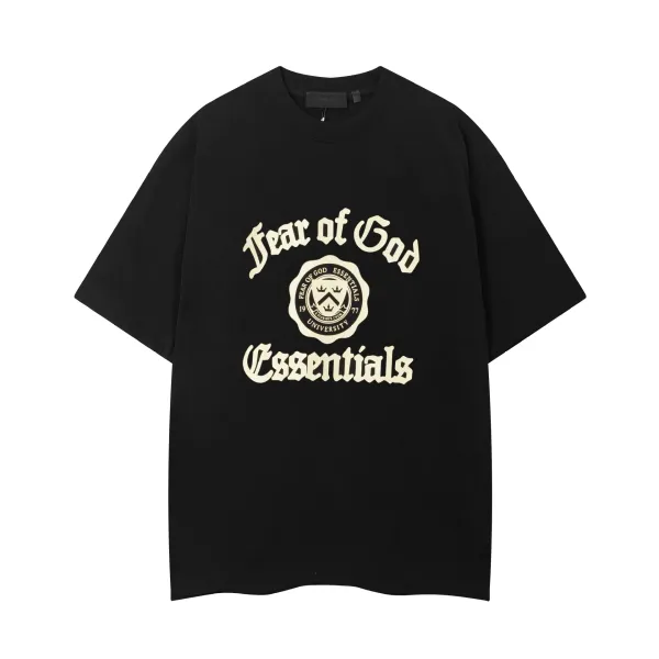 Fear of God Essentials University Print Black T-Shirt - 1