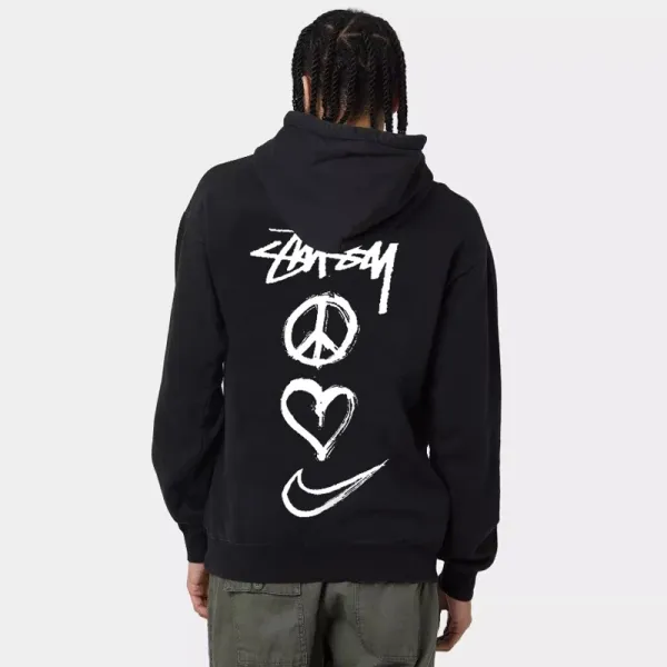Stussy x Nike Peace Love Swoosh Black Hoodie - 1