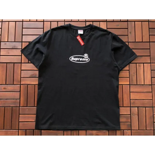 Supreme Oval Logo Tee Black T-Shirt - 1
