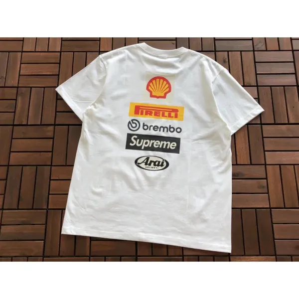 Supreme x Shell x Pirelli x Brembo x Arai Collaboration Logo Stack White T-Shirt - 1