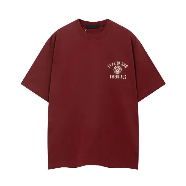 Fear of God Essentials University Logo T-Shirt Burgundy - 1