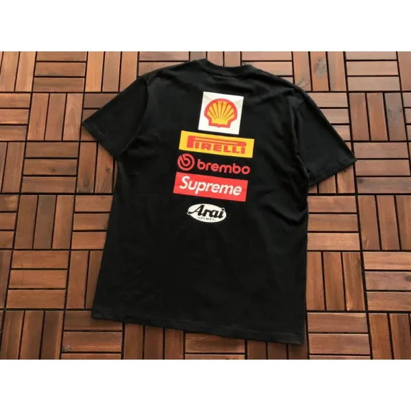 Supreme x Shell x Pirelli x Brembo x Arai Racing Logo Black T-Shirt - 1