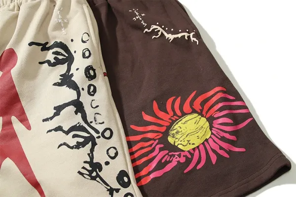 Travis Scott x Nike Shorts Brown Graphic Print Sweatshorts - 13