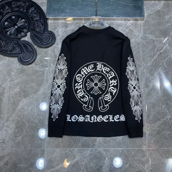 Chrome Hearts Cross Logo Raglan Long-Sleeve T-Shirt Pink and White - 4