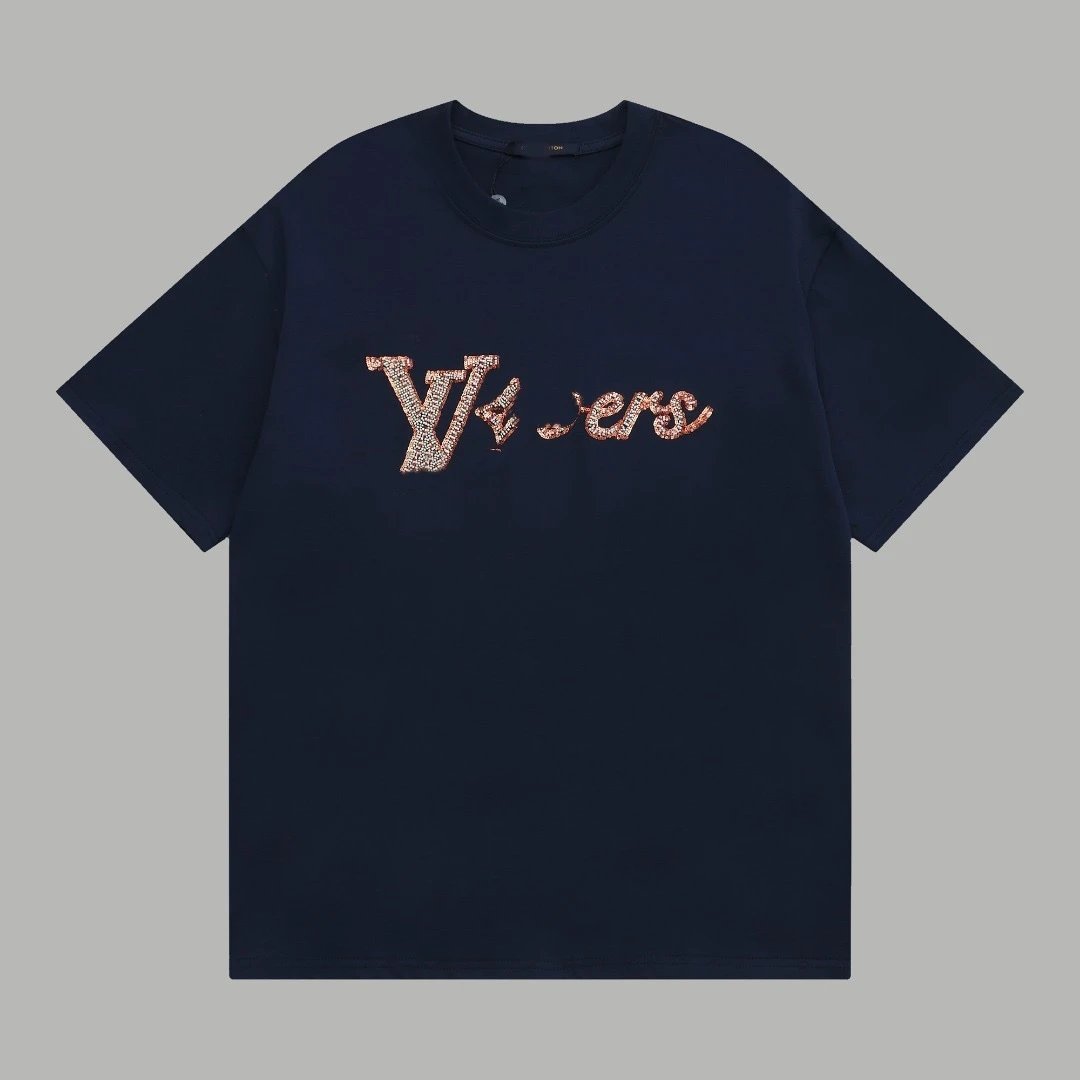 Louis Vuitton Monogram Embroidered Navy Blue Oversized T-Shirt