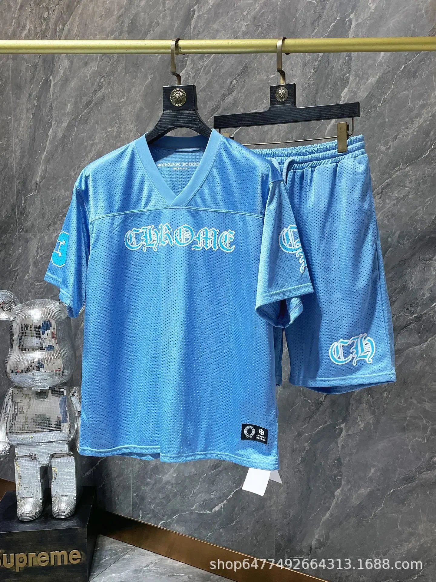 Design Pink Mesh Jersey and Shorts Set - 8