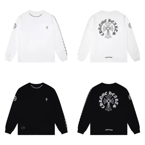Chrome Hearts Cross Logo Raglan Long-Sleeve T-Shirt Pink and White - 17