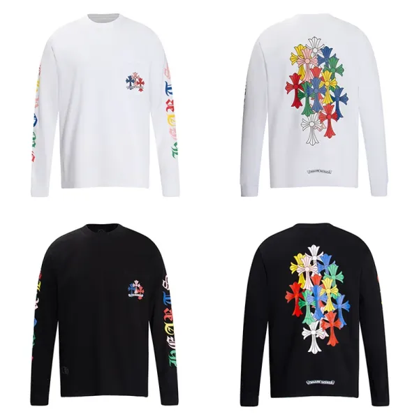 Chrome Hearts Cross Logo Raglan Long-Sleeve T-Shirt Pink and White - 22