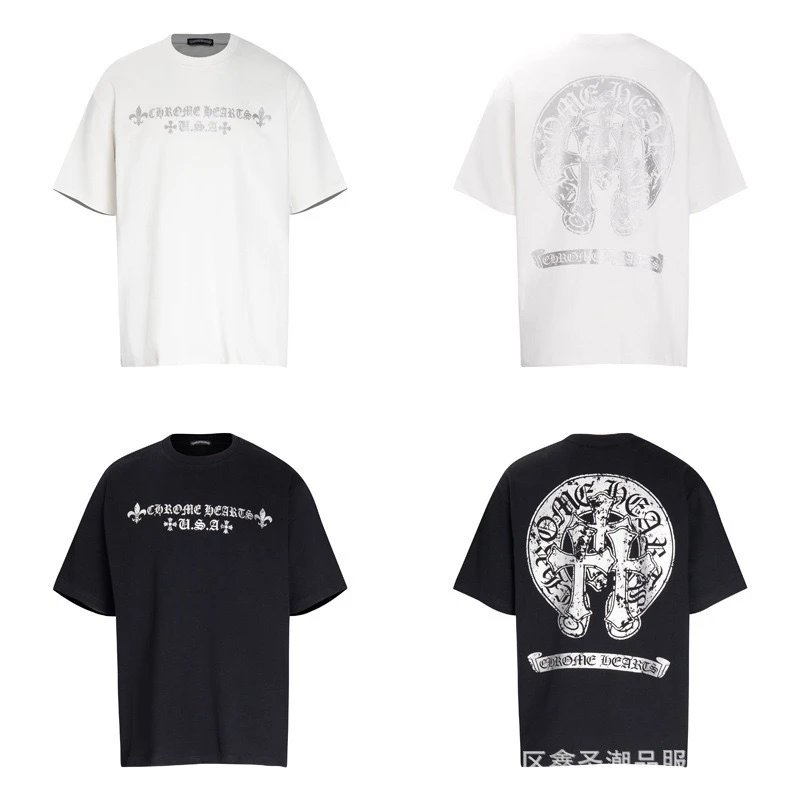 Chrome Hearts White Black Graphic Print Oversized T-Shirt