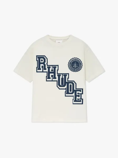 Rhude Stacked Logo Cream T-Shirt - 1
