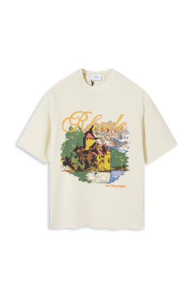Rhude Les Deux Alpes Graphic Print Beige T-Shirt - 1