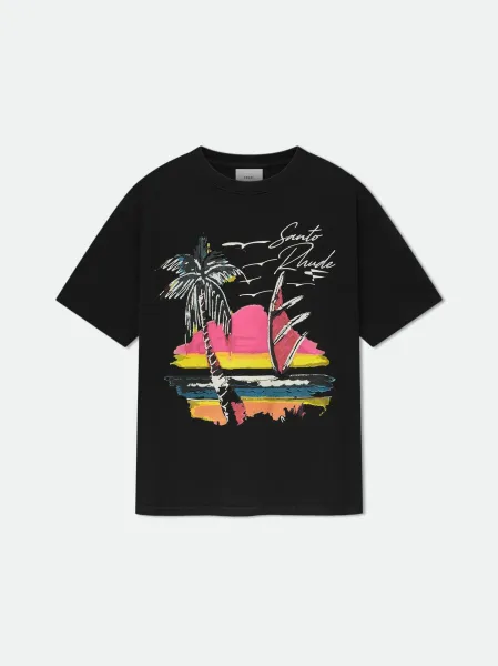 Rhude Santo Rhude Tropical Print Black T-Shirt - 1