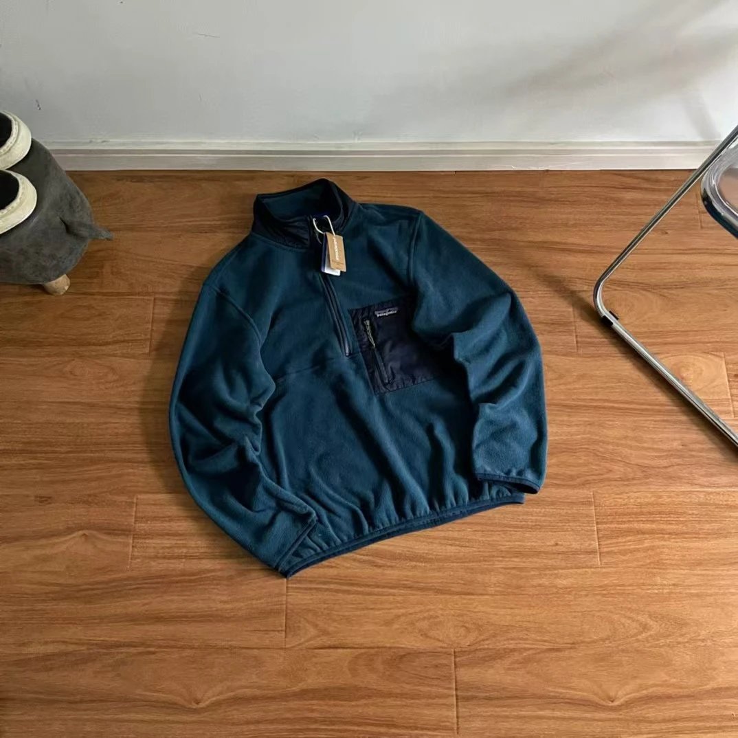 Patagonia Better Sweater Fleece Jacket Navy and Camel Half-Zip - 14