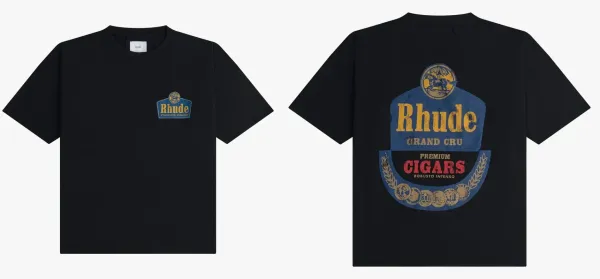 Rhude Cigar Label Graphic T-Shirt Black - 1
