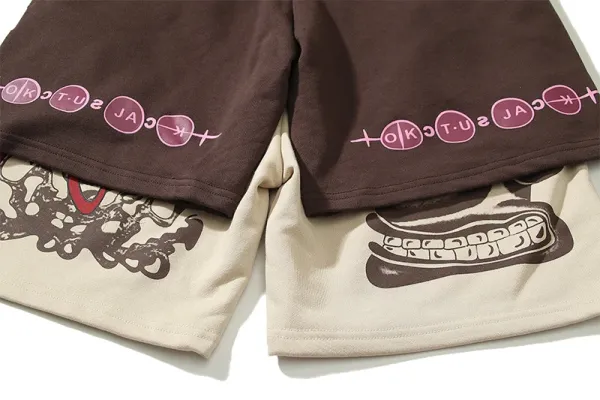 Travis Scott x Nike Shorts Brown Graphic Print Sweatshorts - 12