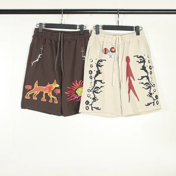Travis Scott x Nike Shorts Brown Graphic Print Sweatshorts - 18