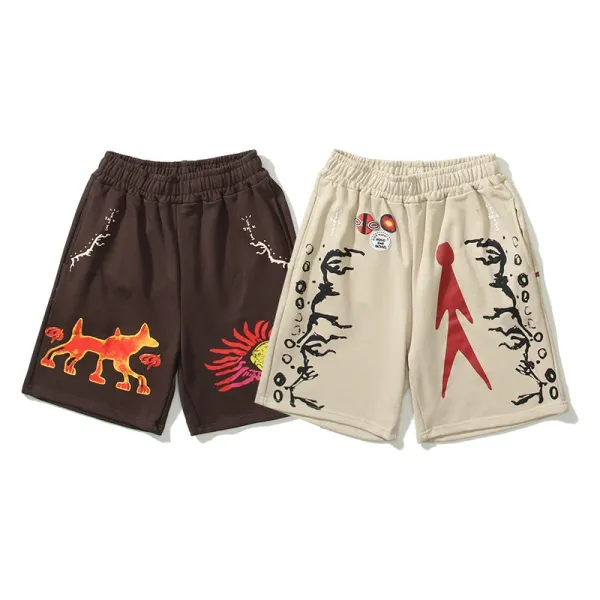 Travis Scott x Nike Shorts Brown Graphic Print Sweatshorts - 3