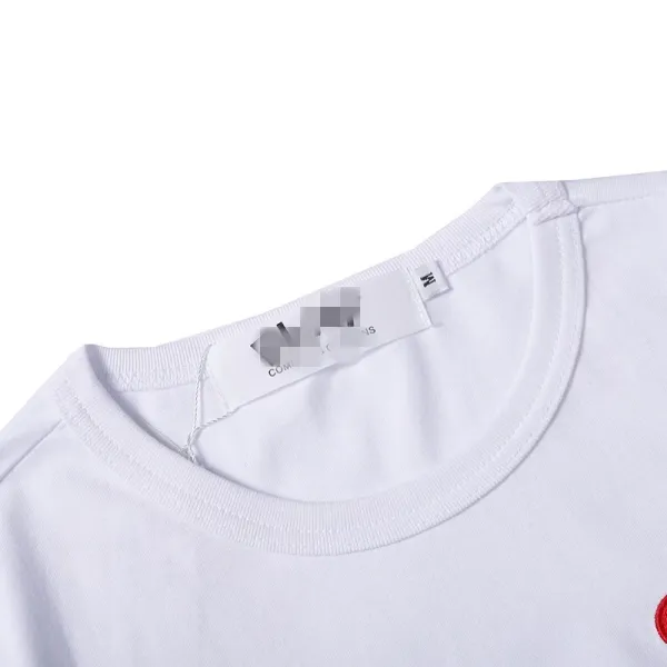 Comme des Garçons Play Striped Navy and White T-Shirt with Red Heart Logo - 43