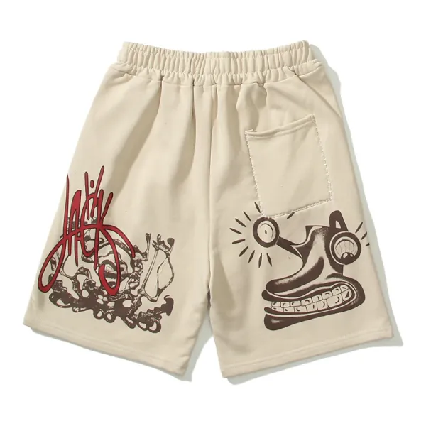 Travis Scott x Nike Shorts Brown Graphic Print Sweatshorts - 5